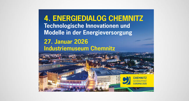 Stadt Chemnitz, Luftaufnahme bei Nacht.