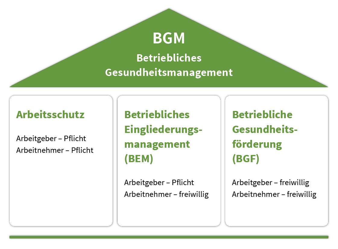 Übersicht Säulen des betrieblichen Gesundheitmanagements